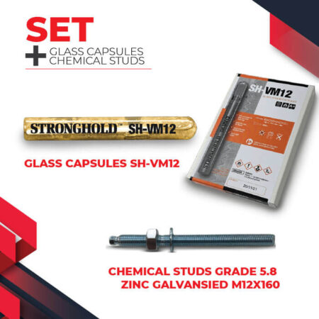 Glass Capsules SH-VM12 & Chemical Studs Zinc Galvanised M12x160
