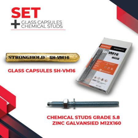 Glass Capsules SH-VM16 & Chemical Studs Zinc Galvanised M16x190 Set